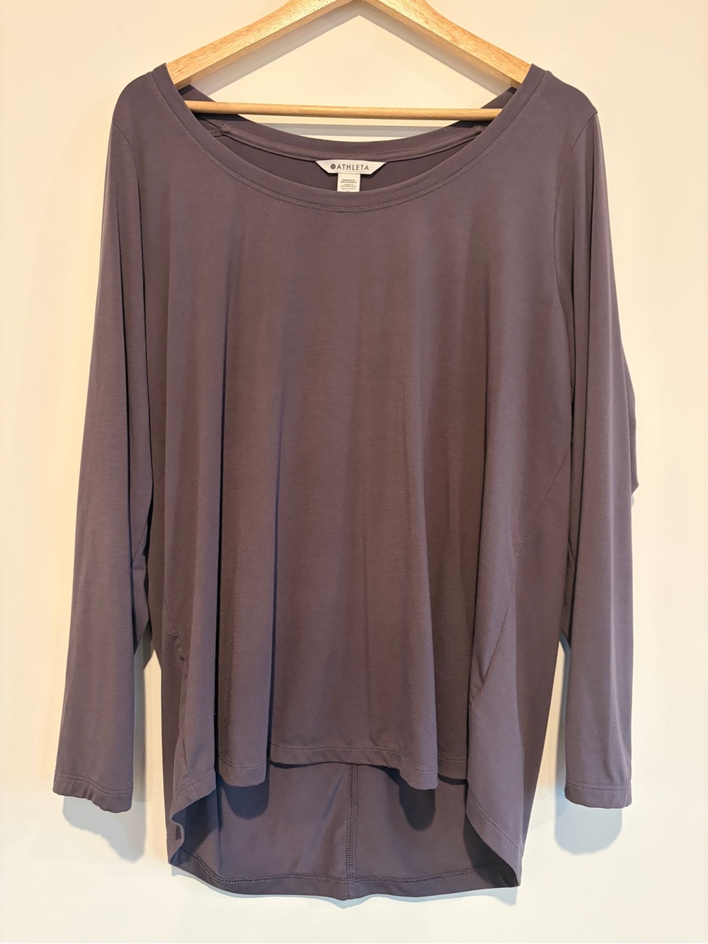 Athleta Extra Large XL Mauve Purple Purusha Essence High Low Long Sleeve Top